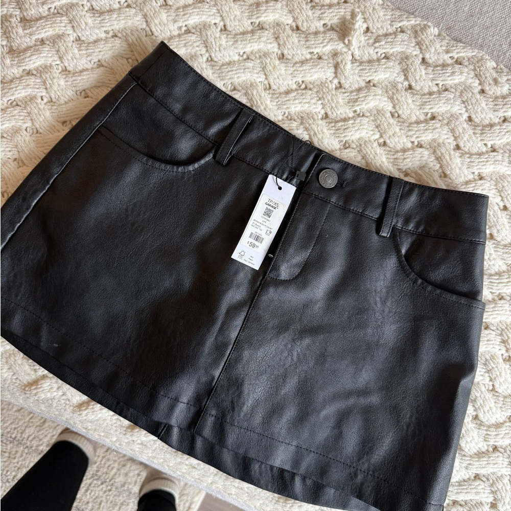 Garage Black Faux Leather Mini Skirt